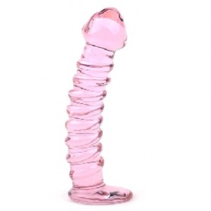 Glass Dildo Textured Pink